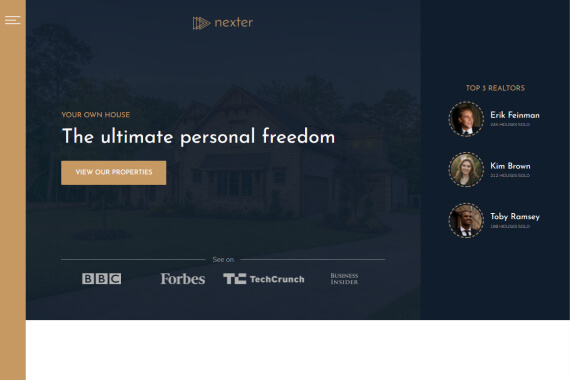 Screenshot of Nexter's landing page project